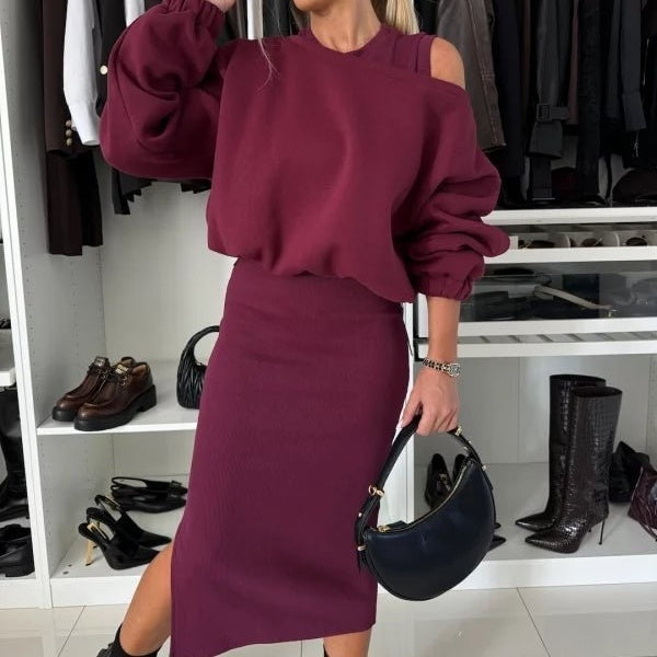 Ensemble Cosy Avec Pull Et Robe Longue Sans Manches